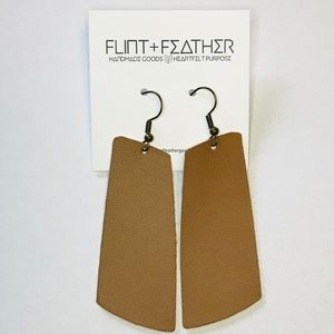 3pk of Tan Genuine Leather Spar Earrings NWT